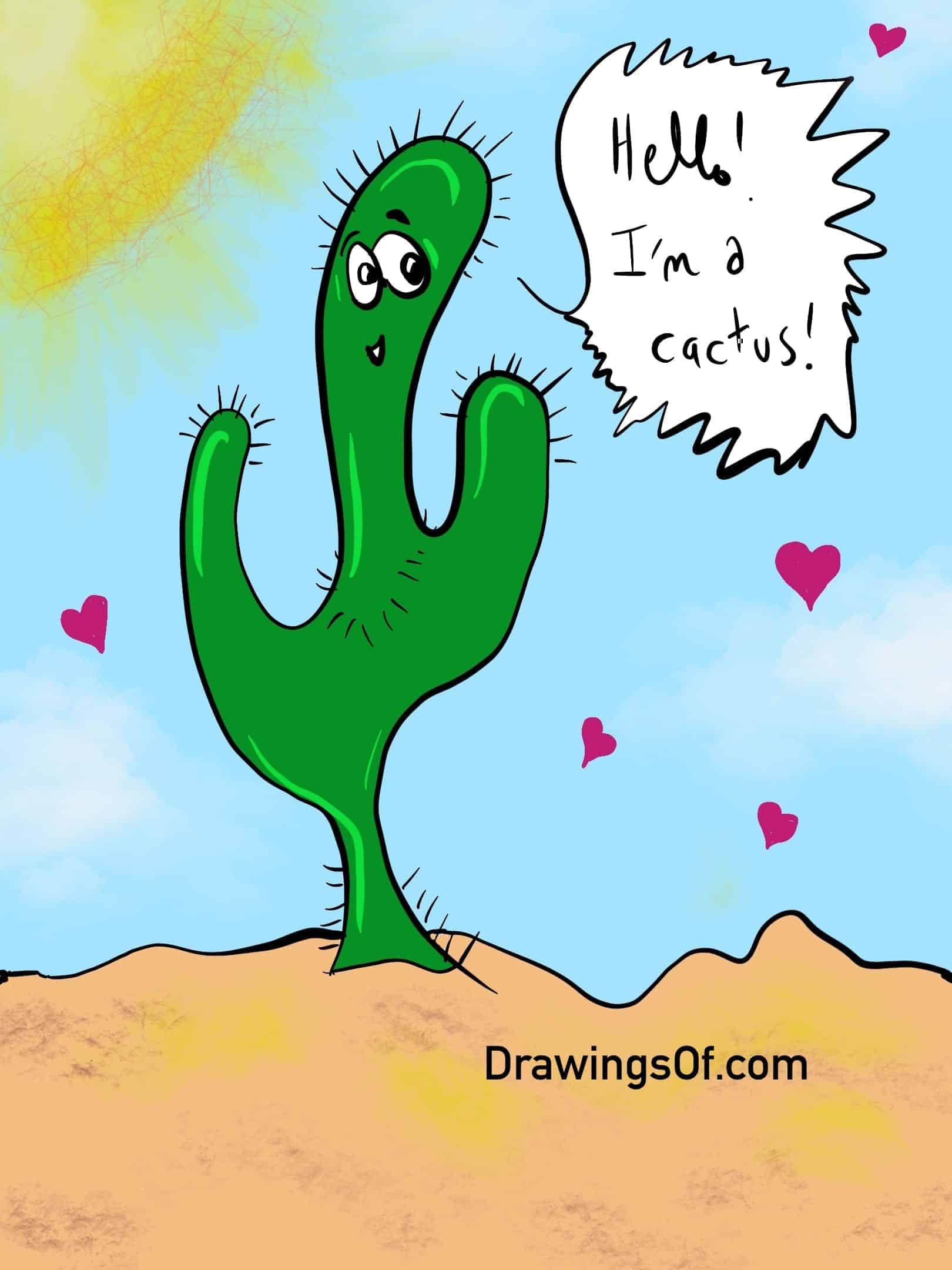 Cute Cactus  Cactus cartoon, Cactus drawing, Cactus illustration