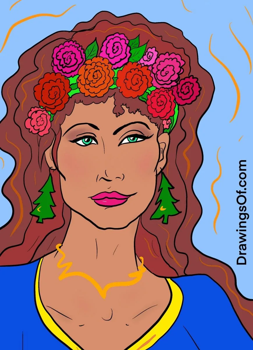 Flower crown colorful drawing
