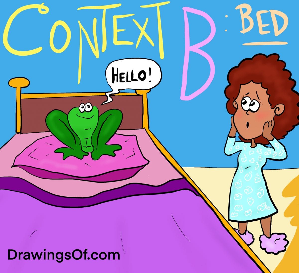 Context illustration for teaching definition and sentences