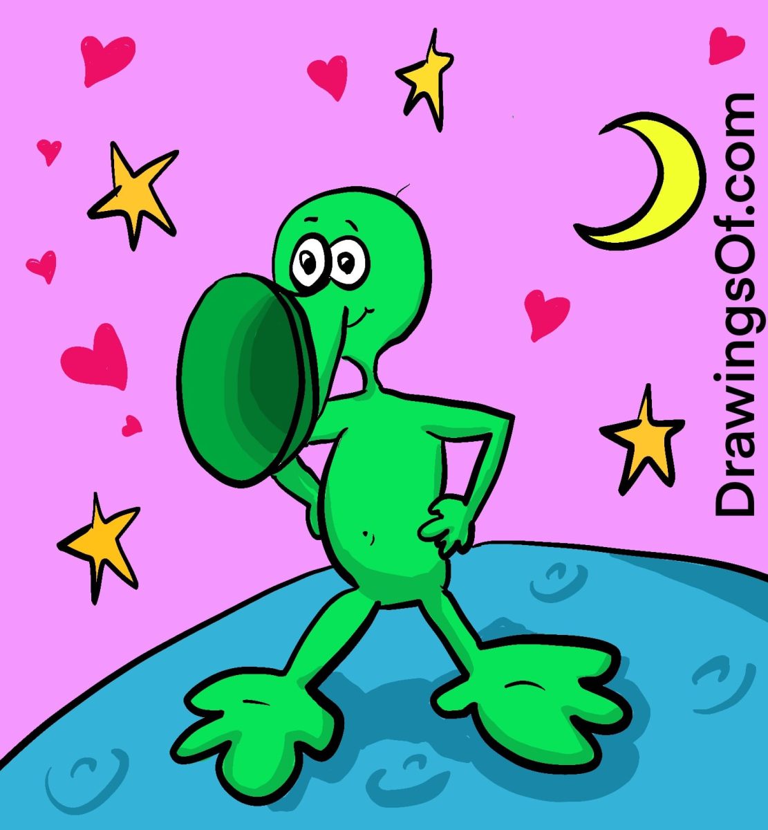Friendly cute alien cartoon