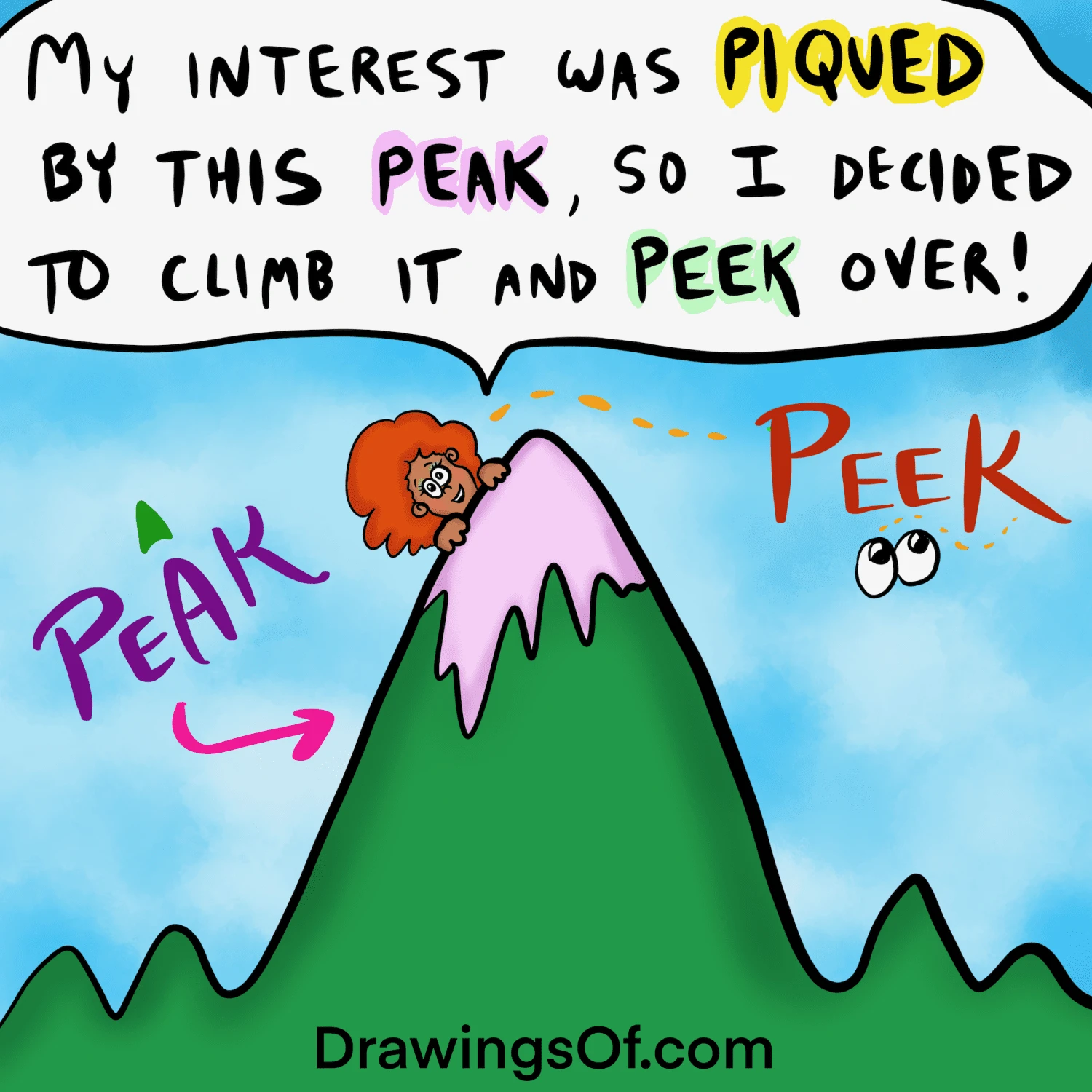 peek-vs-peak-or-pique-what-s-the-difference-drawings-of