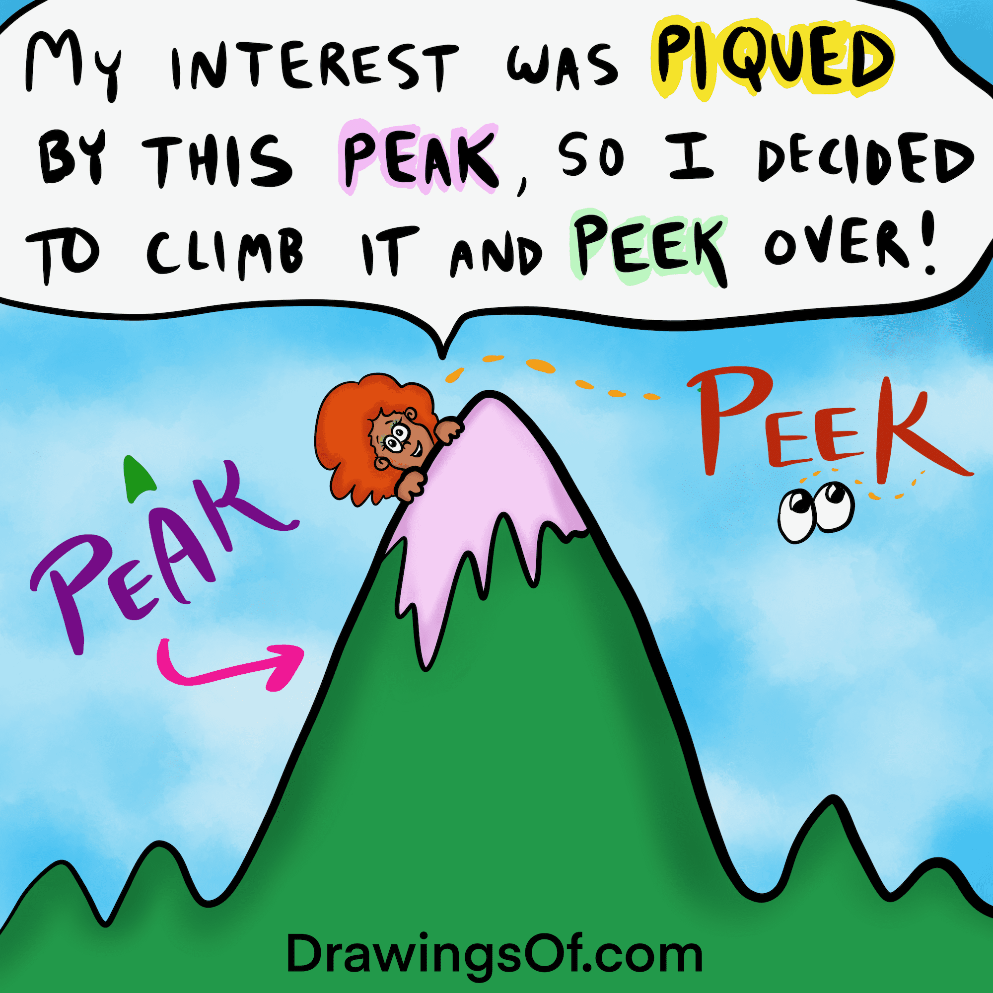 peek-vs-peak-or-pique-what-s-the-difference-drawings-of