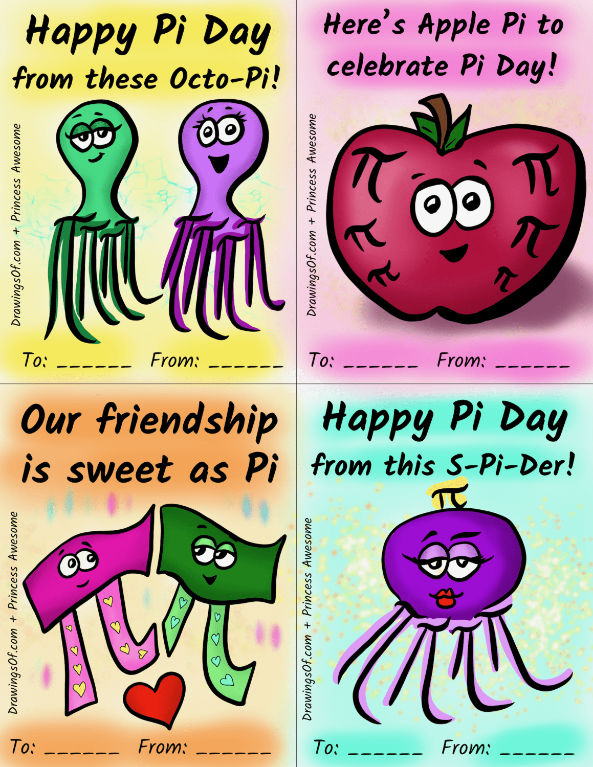 Colorful Pi Day Cards!