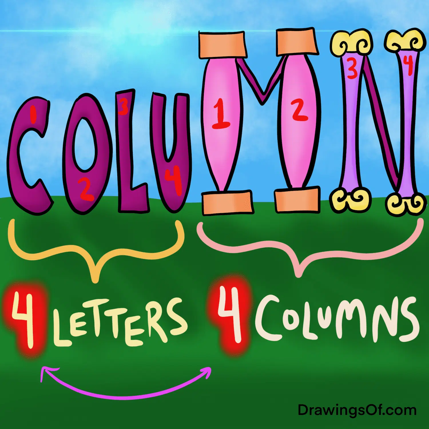 how-do-you-spell-column-and-pronounce-it-correctly-drawings-of