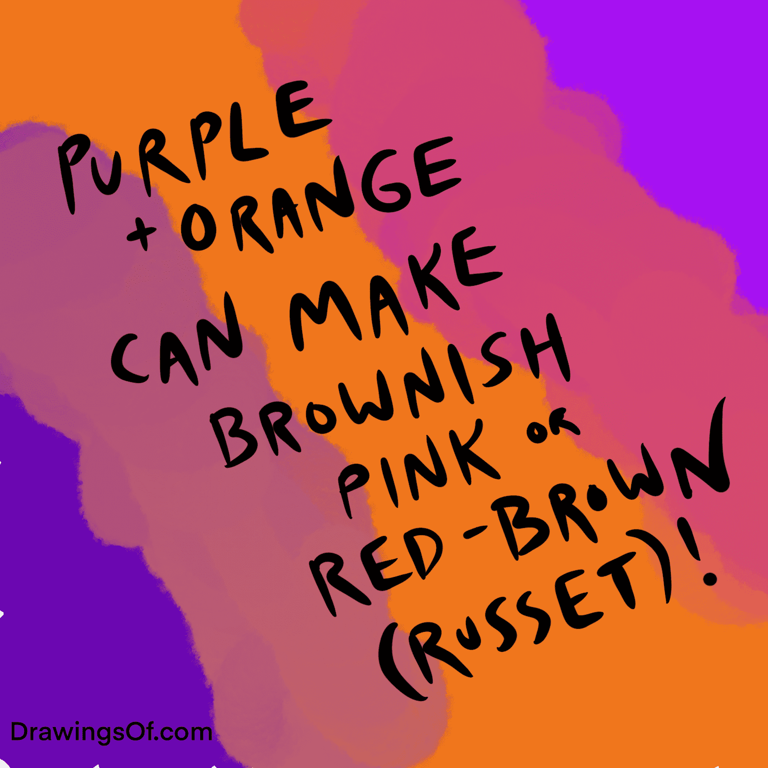 Mixing purple and orange paint.