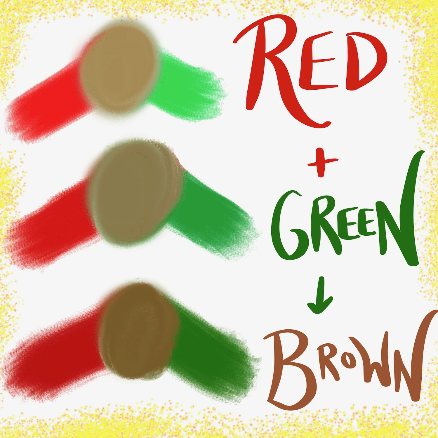 Green plus red equals brown.