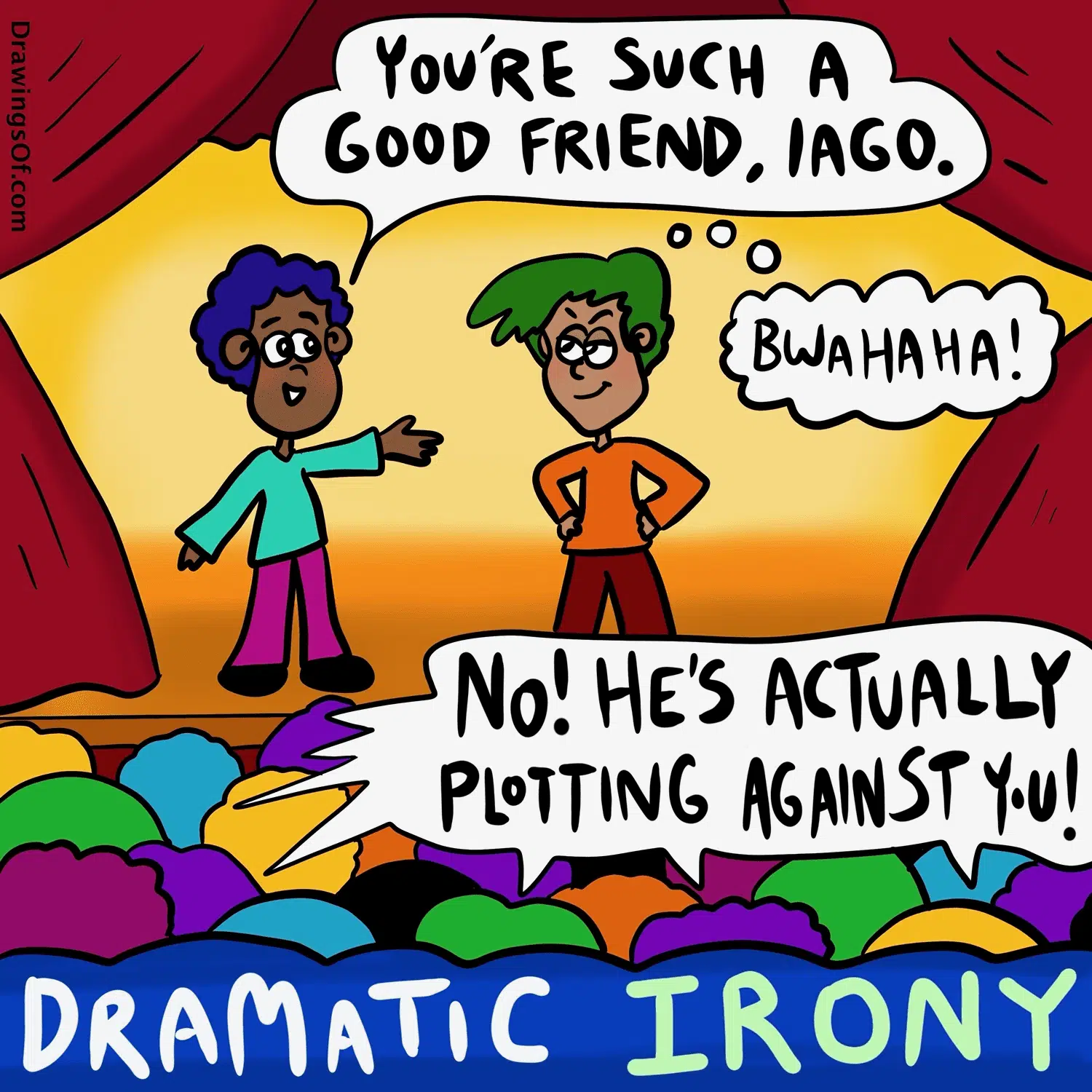 Types Of Irony: Definitions And Examples, Illustrated - Drawings Of...