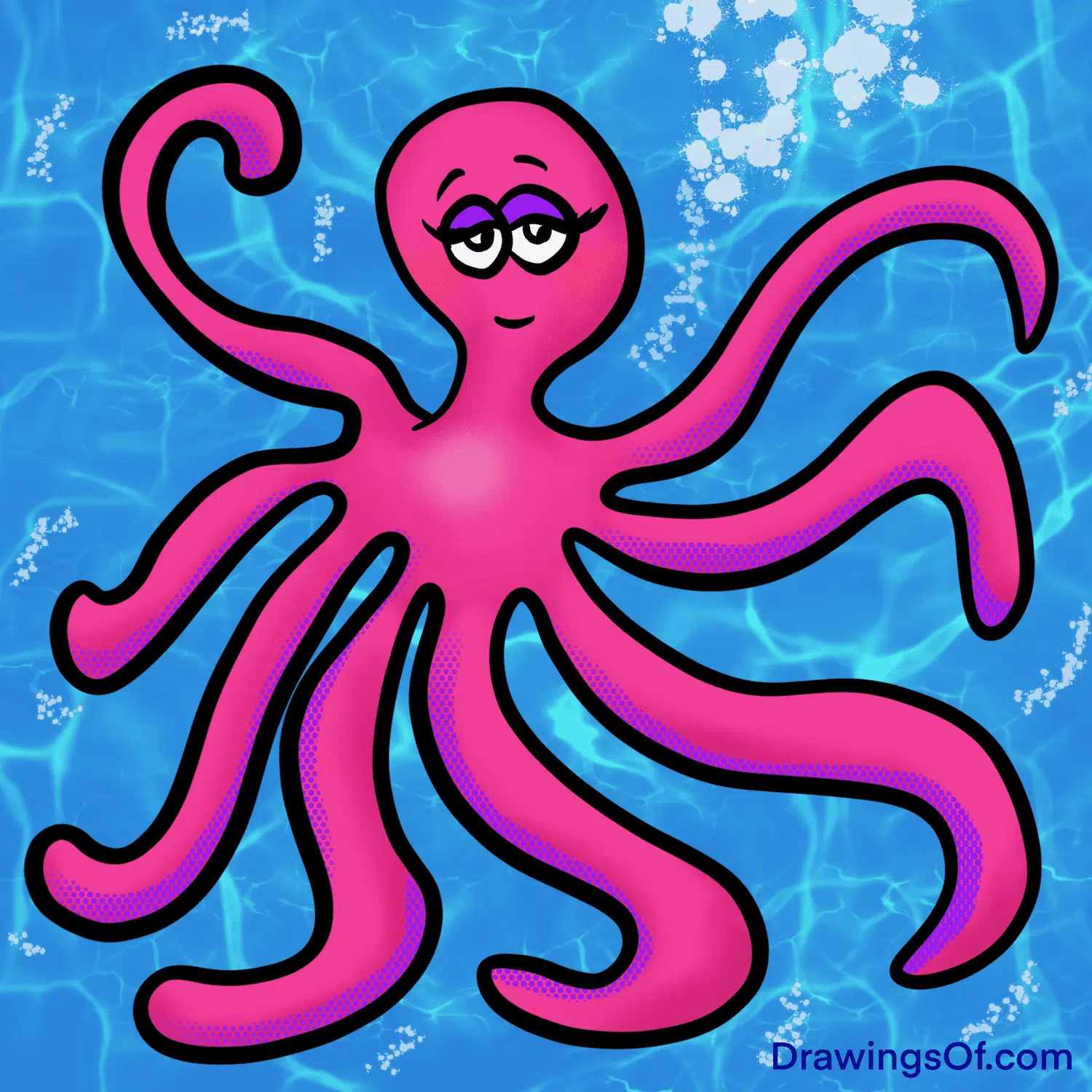 Octopus Drawing Easy Cute Instructions Drawings Of