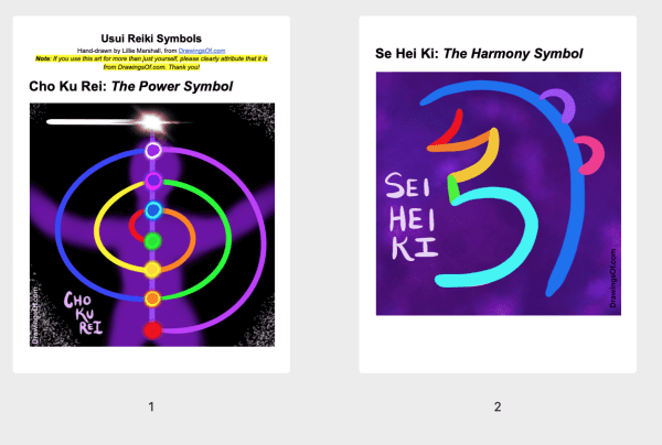 Usui Reiki symbols digital download, Page 1-2.