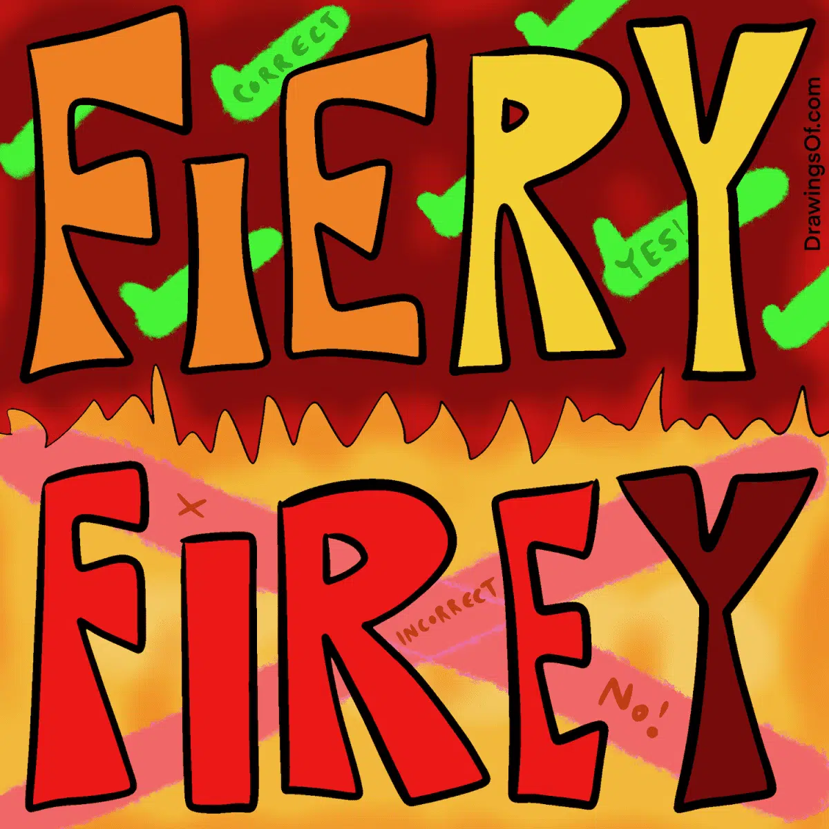 fiery-or-firey-learn-the-correct-spelling-and-sentences-drawings-of