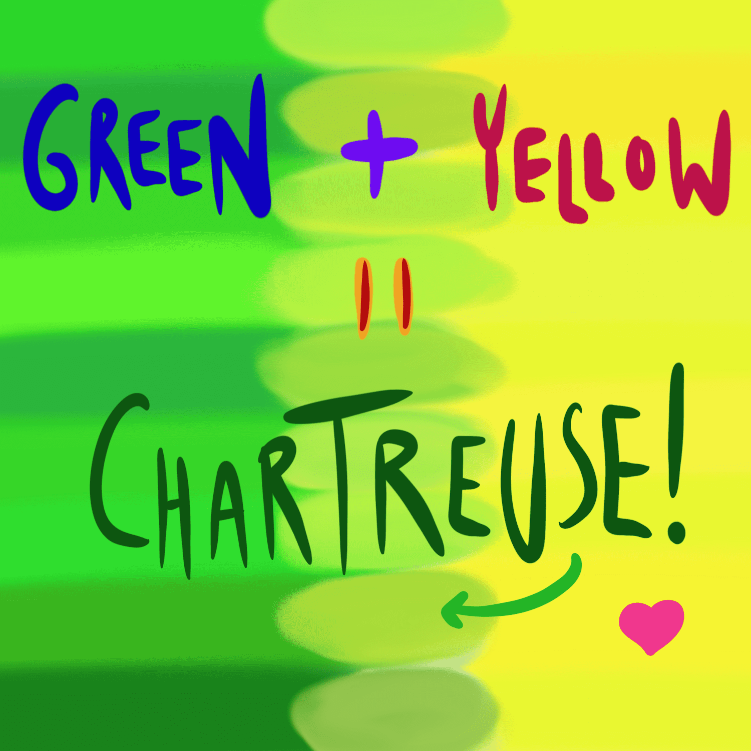 Yellow and green make the color chartreuse!