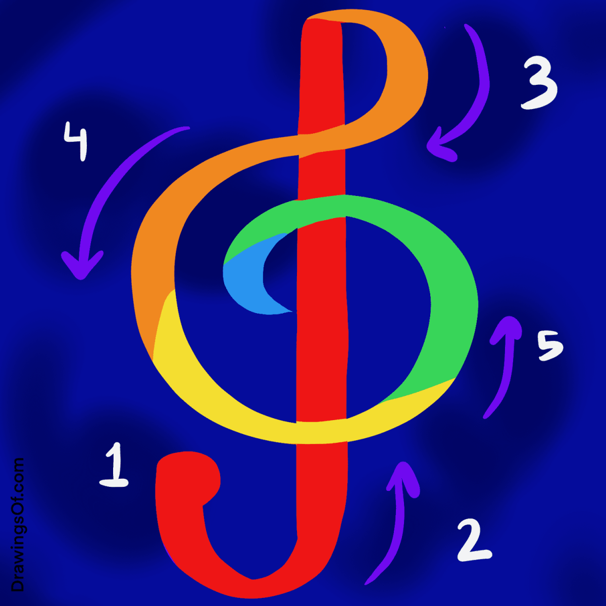 How to draw a treble clef.
