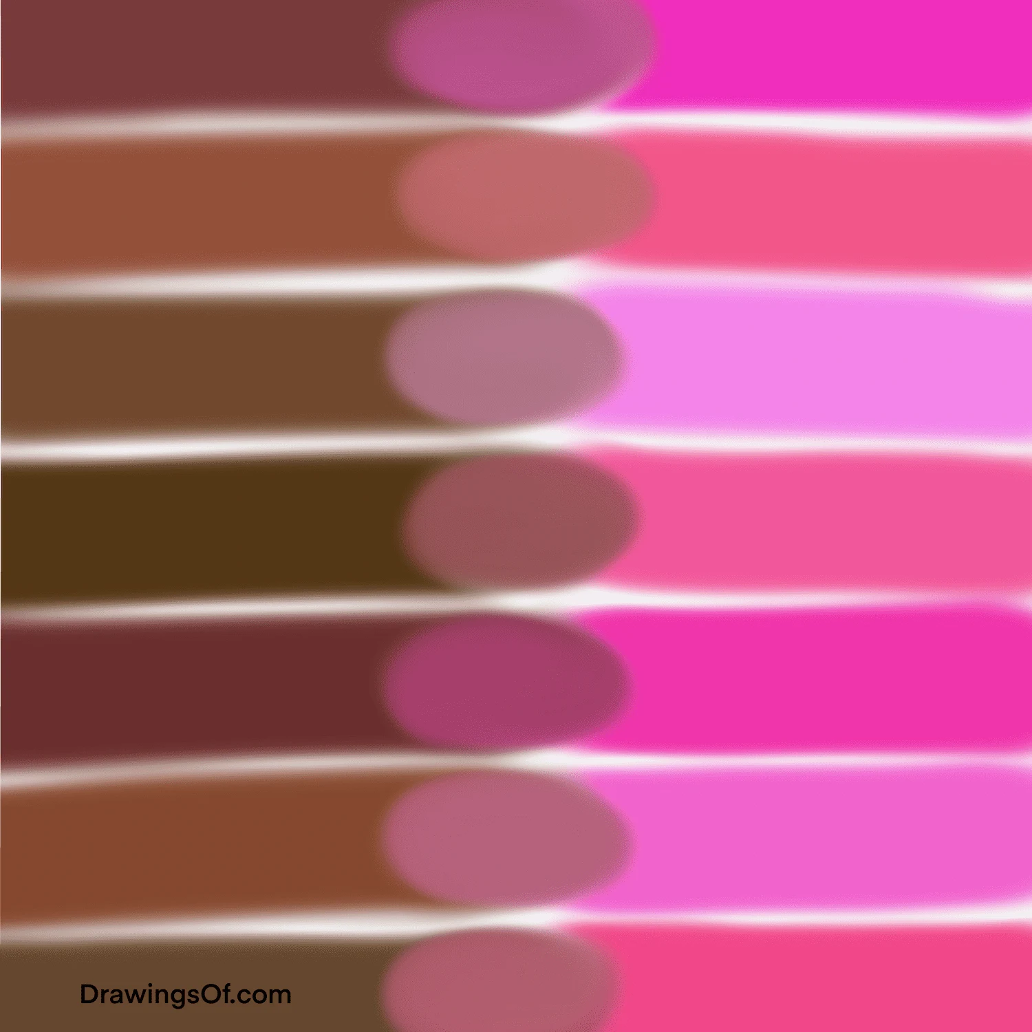 Dusty magenta, mauve, and dark pink, from mixing pink and brown.
