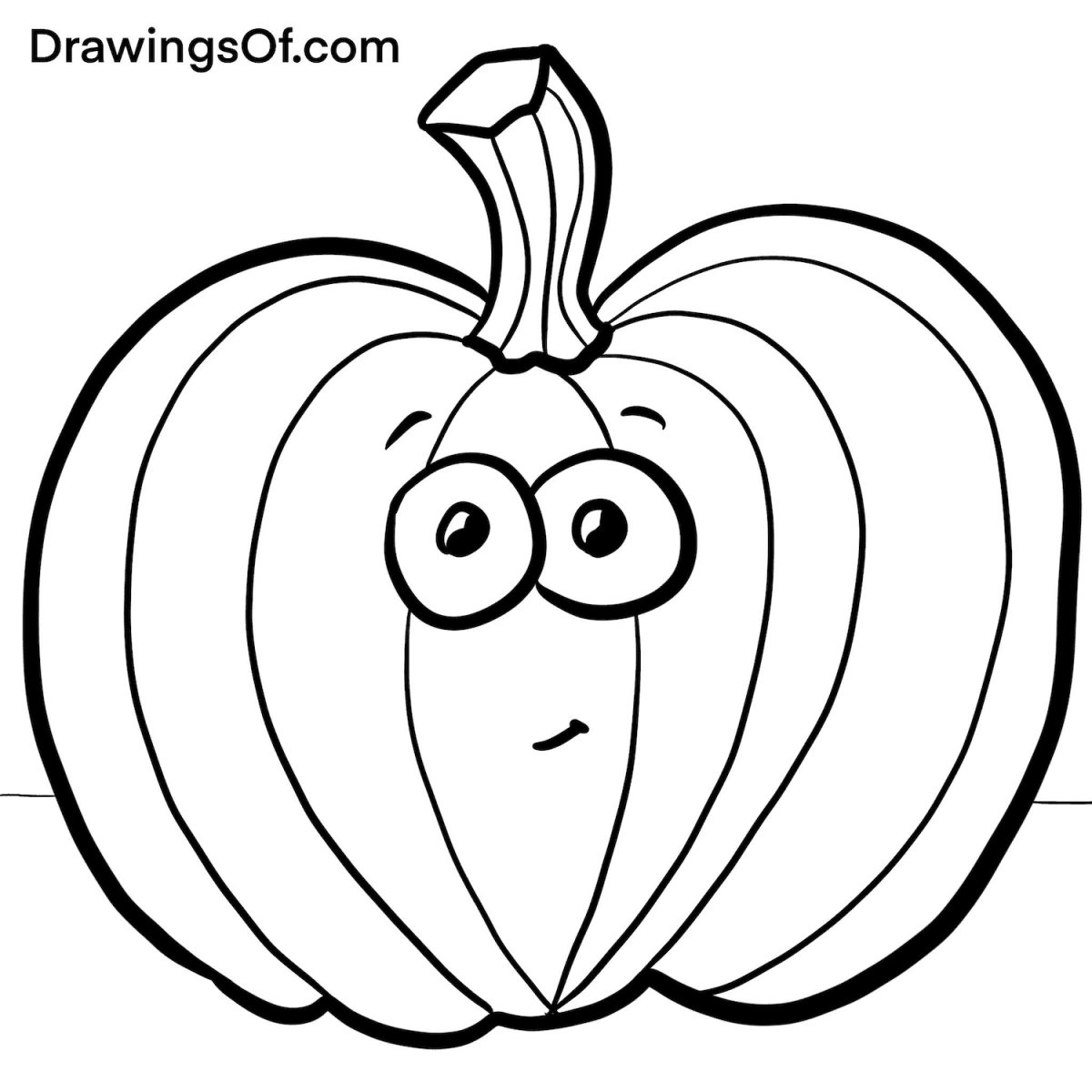 Black and white pumpkin drawing to color