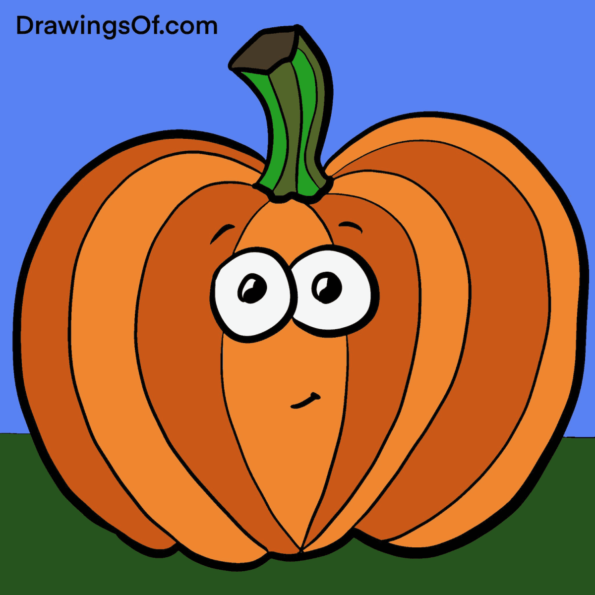 Simple, cute drawing of a pumpkin