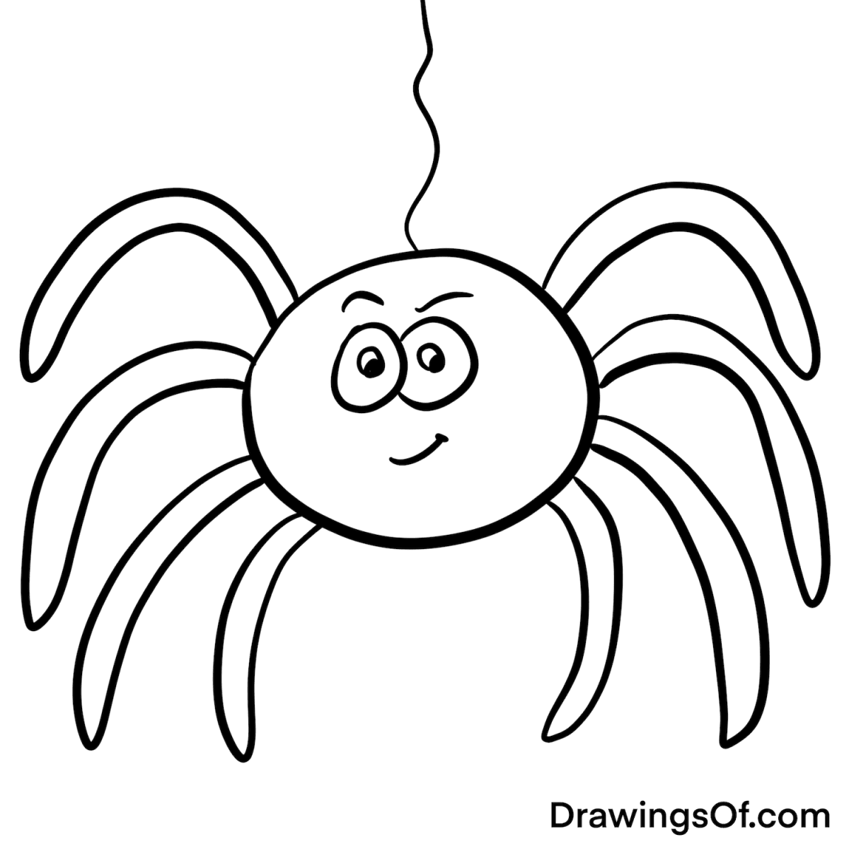 Cute spider drawing black and white