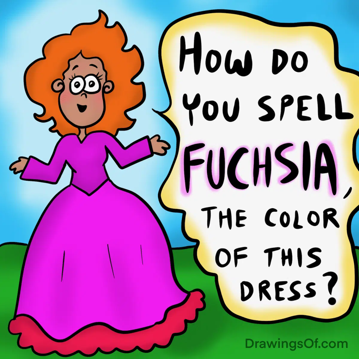 Spell Fuchsia, Fushia, Fucshia, Fuschia, or Fuchia Color 