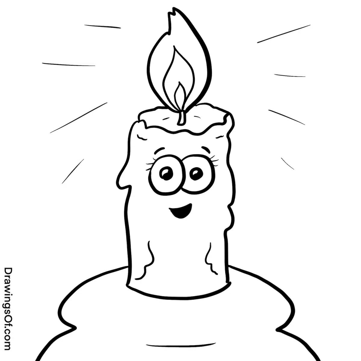 Drawing of a candle, black and white