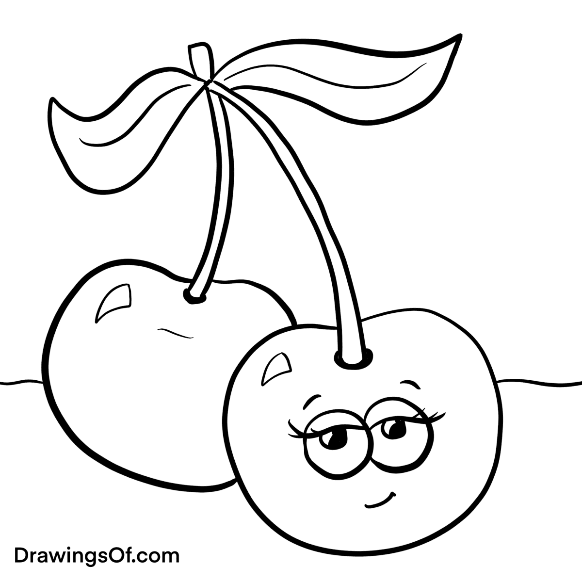 Cherry drawing black and white