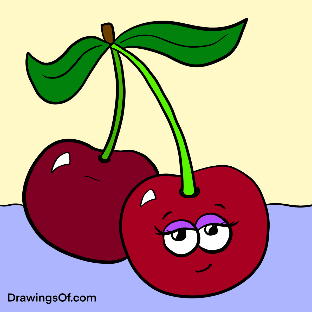 Add color to our cute fruit cartoon.