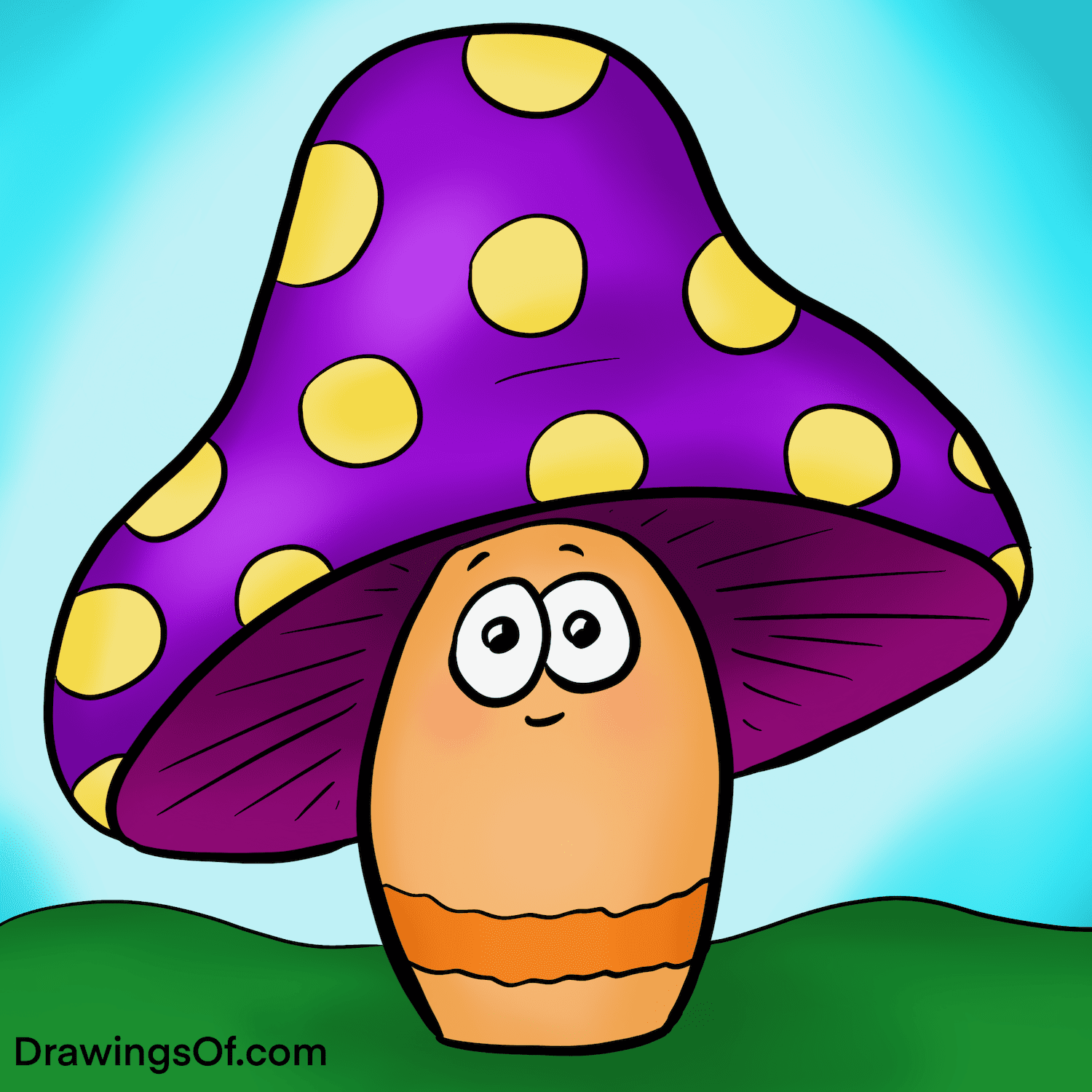 Mushroom Drawing Cute, Easy Instructions Drawings Of...