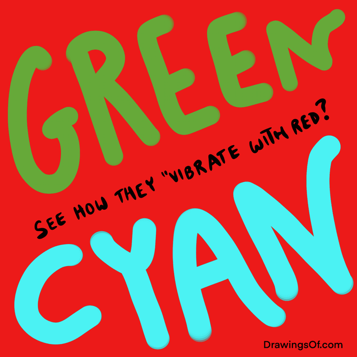 Red, green, and cyan