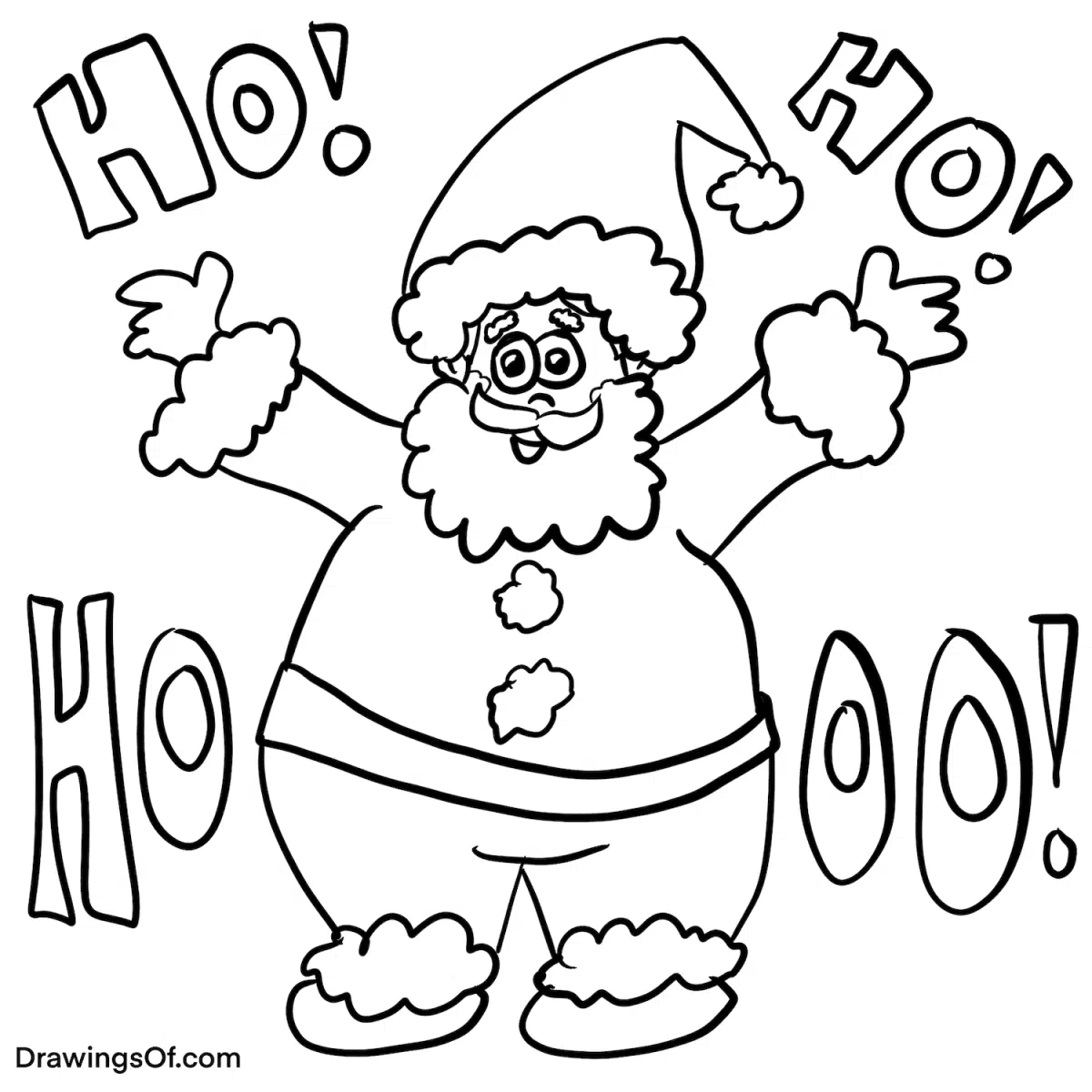 Santa drawing, black and white