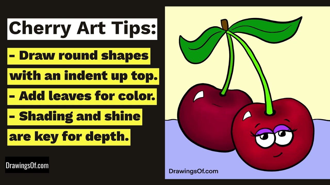 How to draw a cute cherries 