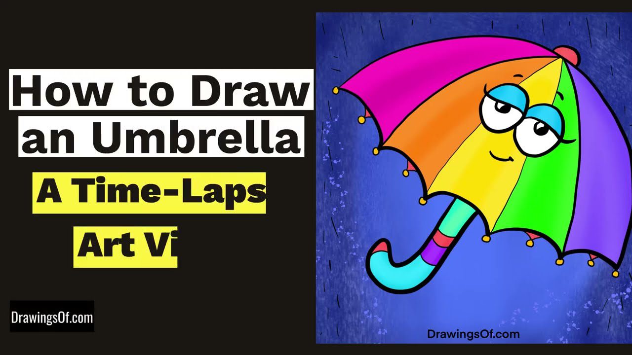 How to draw an umbrella step-by-step drawing tutorial