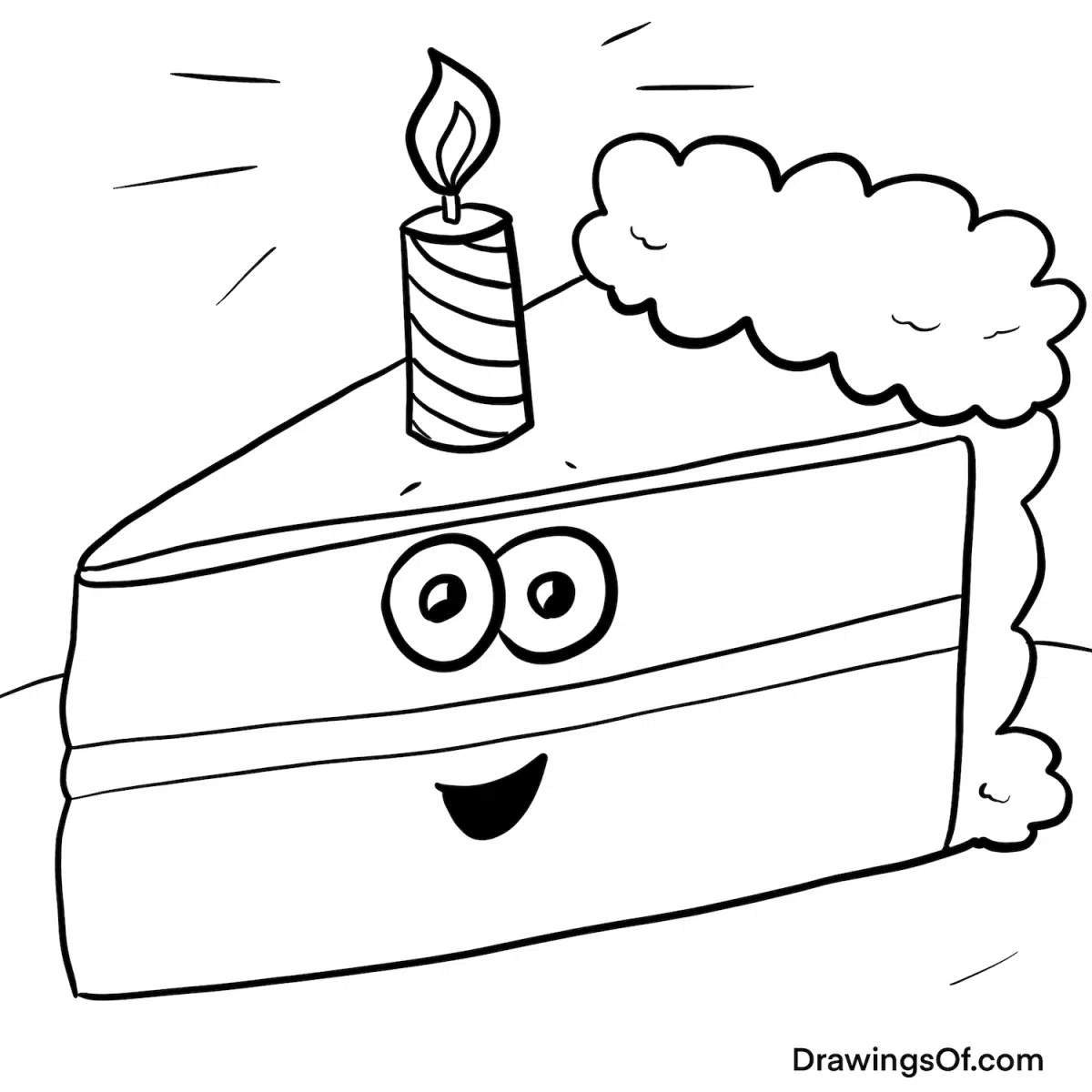 How to draw a simple slice of cake.