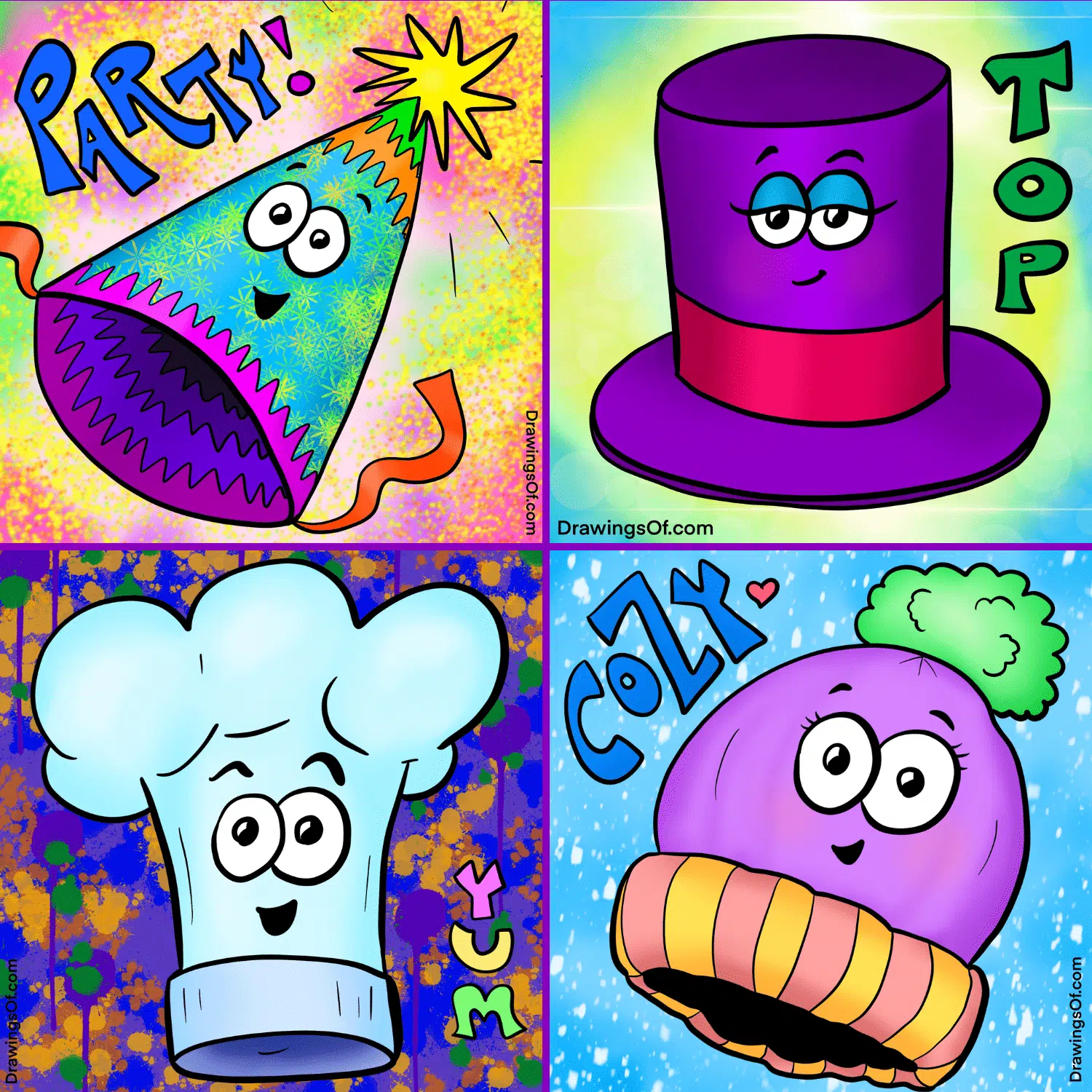 Party Hat Drawing: Easy and Cute Cartoons - Drawings Of...