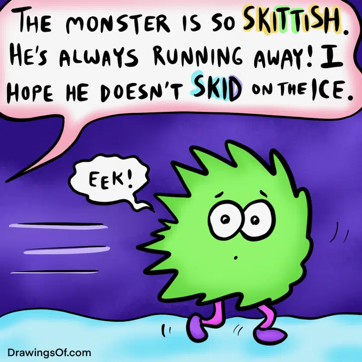 Skiddish or skittish, illustrated...