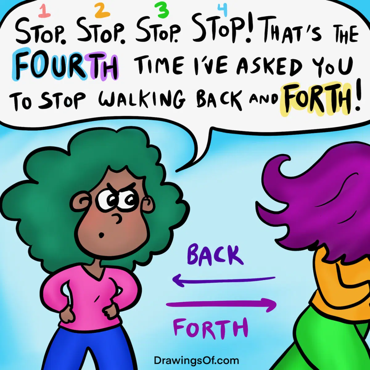 The difference between forth and fourth, illustrated.